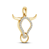 atjewels Buffalo Bulls Head Pendant in 18K Yellow Gold On .925 Silver White CZ For Men's MOTHER'S DAY SPECIAL OFFER - atjewels.in