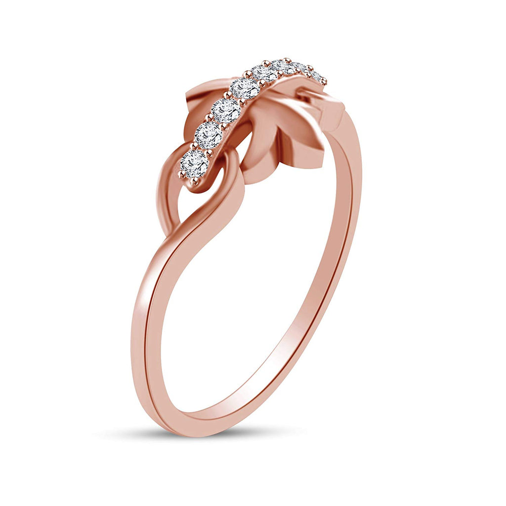 atjewels 14K Rose Gold on 925 Silver Round White CZ Fashion Ring For Women's MOTHER'S DAY SPECIAL OFFER - atjewels.in
