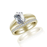 atjewels 14K Yellow Gold Over 925 Silver Oval White CZ Bridal Ring Set MOTHER'S DAY SPECIAL OFFER - atjewels.in