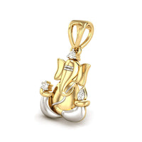 atjewels Special Ganesh 18K Twotone Gold Plated on 925 Sterling Silver Round White Diamond Ganpti Bappa Pendant MOTHER'S DAY SPECIAL OFFER - atjewels.in