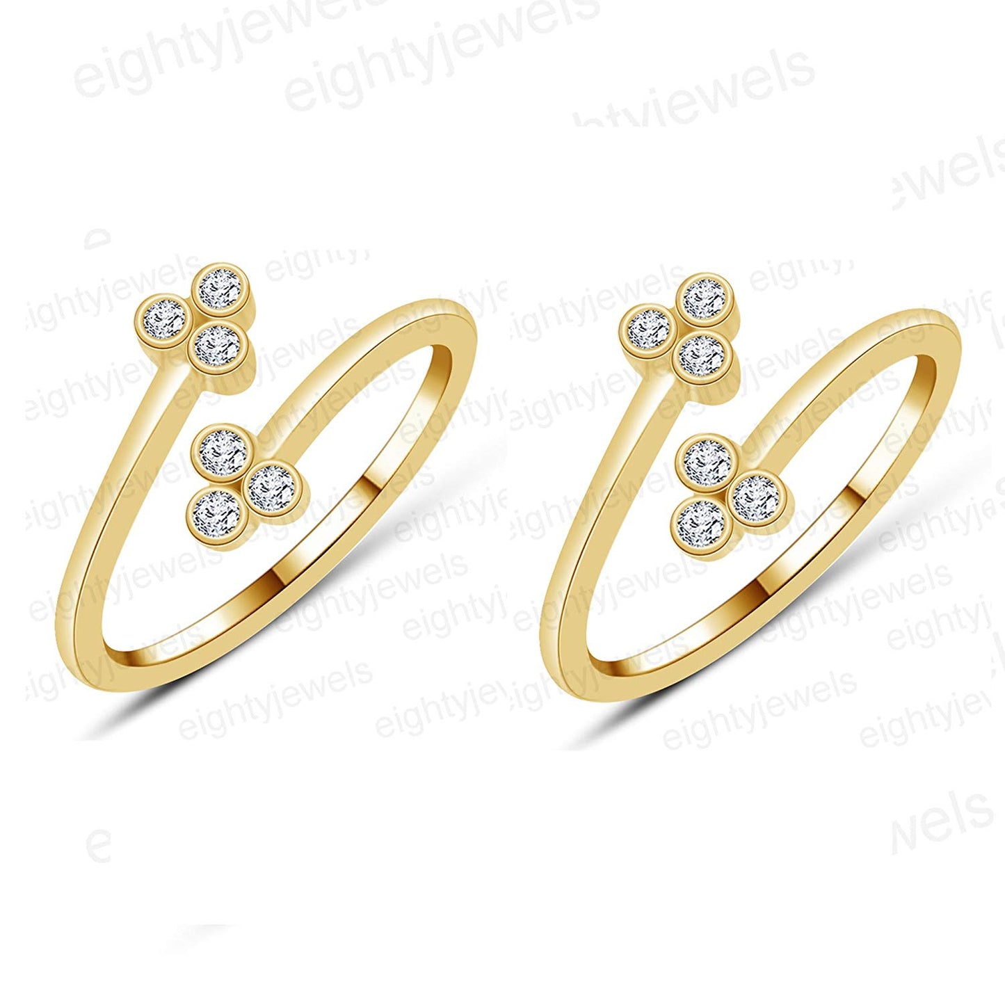 atjewels Bypass Adjustable ToeRing in 14K Yellow Gold Plated On Sterling Silver Gemstone Variation For Women's - atjewels.in