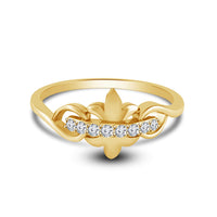 atjewels Day Offers 14K Yellow Gold on 925 Silver Round White CZ Fashion Ring For Women's MOTHER'S DAY SPECIAL OFFER - atjewels.in