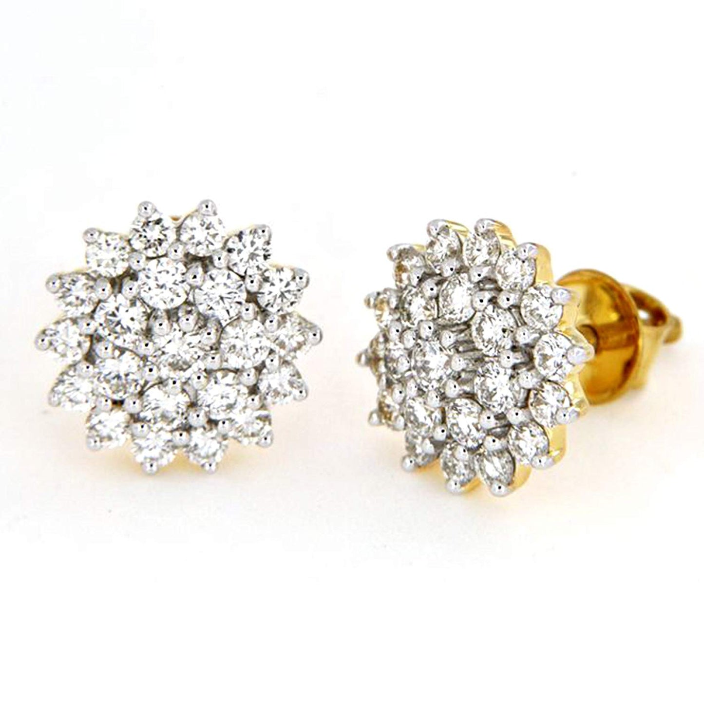 atjewels Women's 18K Yellow Gold Over .925 Sterling Silver White CZ Diamond Flower Stud Earrings MOTHER'S DAY SPECIAL OFFER - atjewels.in