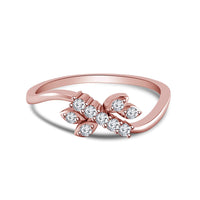 atjewels 14K Rose Gold on 925 Silver Round White CZ Fancy Ring MOTHER'S DAY SPECIAL OFFER - atjewels.in