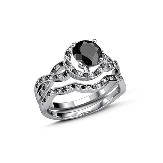 atjewels Black & White CZ 18K White Gold Over .925 Sterling Silver Wedding Ring Size US 11 MOTHER'S DAY SPECIAL OFFER - atjewels.in