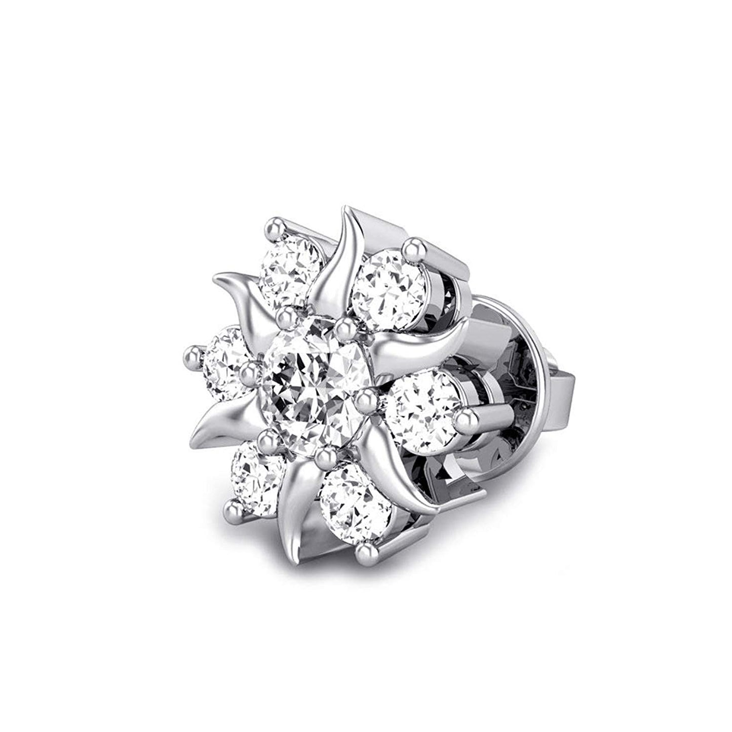 atjewels 0.44 TCW Diamond 14K White Gold Over .925 Silver Round cut Flower Stud Earrings For Women's MOTHER'S DAY SPECIAL OFFER - atjewels.in
