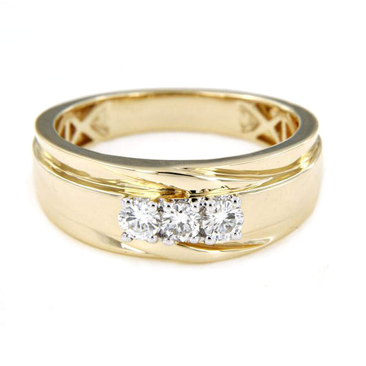 atjewels 18K Yellow Gold Over .925 Sterling Silver White CZ Men's Anniversary Band Ring MOTHER'S DAY SPECIAL OFFER - atjewels.in
