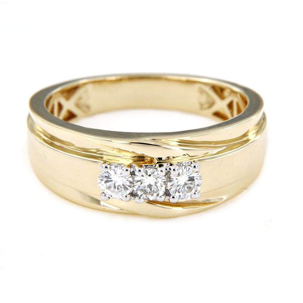 atjewels 18K Yellow Gold Over .925 Sterling Silver White CZ Men's Anniversary Band Ring MOTHER'S DAY SPECIAL OFFER - atjewels.in