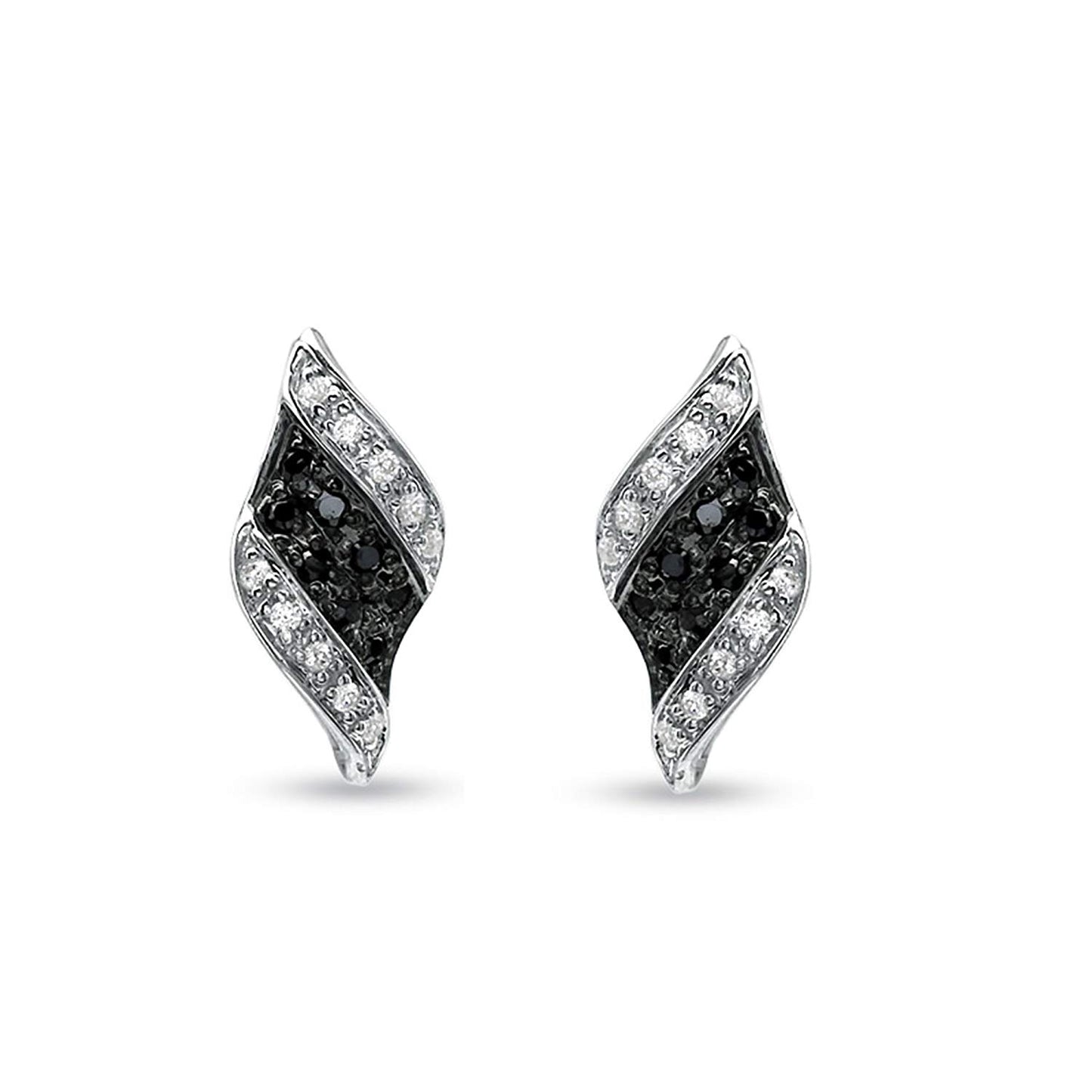 atjewels Stylish Stud Earrings Round Black and White Zirconia in 14K Twotone Gold Over 925 Sterling Silver For Women's MOTHER'S DAY SPECIAL OFFER - atjewels.in