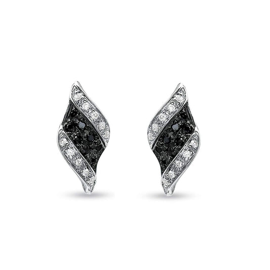atjewels Stylish Stud Earrings Round Black and White Zirconia in 14K Twotone Gold Over 925 Sterling Silver For Women's MOTHER'S DAY SPECIAL OFFER - atjewels.in