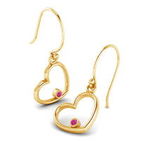 atjewels 14K Yellow Gold Over Silver Round White CZ Heart Dangle Hook Earrings For Women's MOTHER'S DAY SPECIAL OFFER - atjewels.in