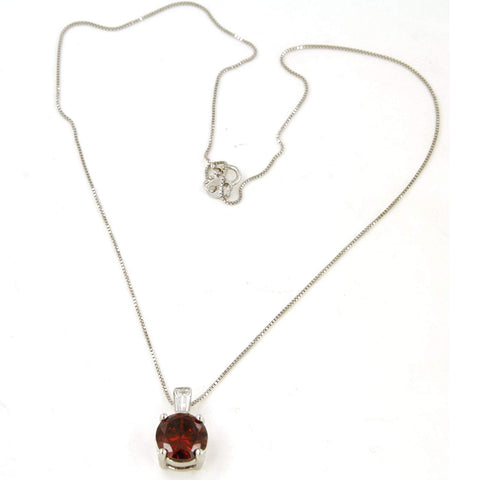 atjewels Garnet & White Tapper CZ .925 Sterling Silver Solitaire Pendant w/ 16" Chain For Women's MOTHER'S DAY SPECIAL OFFER - atjewels.in
