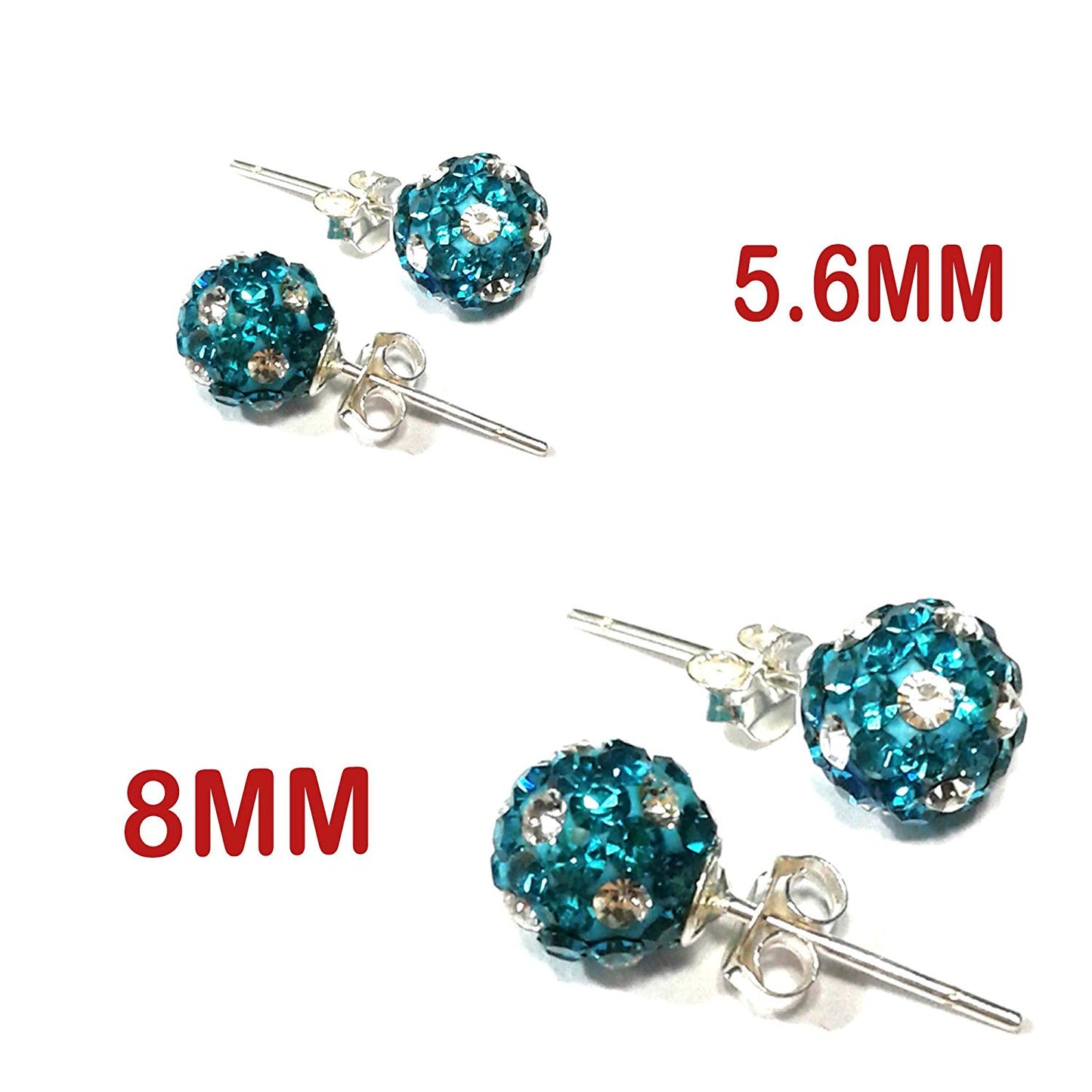 atjewels Round Cut Crystal Sterling Silver Pave Ball Stud Earrings, Crystal Fireball Disco Ball Earrings 1 Pair For Girl's and Women's Fancy Party Wear Earrings - atjewels.in