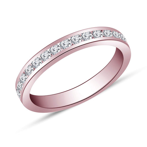 atjewels 18K Rose Gold Over 925 Sterling Silver Round White CZ Wedding Band Ring MOTHER'S DAY SPECIAL OFFER - atjewels.in