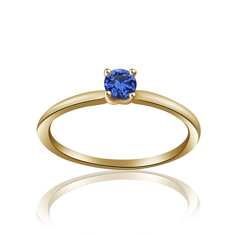 atjewels Blue Sapphire With 18K Yellow Gold Over .925 Sterling Silver Solitaire Ring MOTHER'S DAY SPECIAL OFFER - atjewels.in