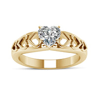 atjewels 14K Yellow Gold Over 925 Sterling Silver with White Zirconia Heart Ring MOTHER'S DAY SPECIAL OFFER - atjewels.in