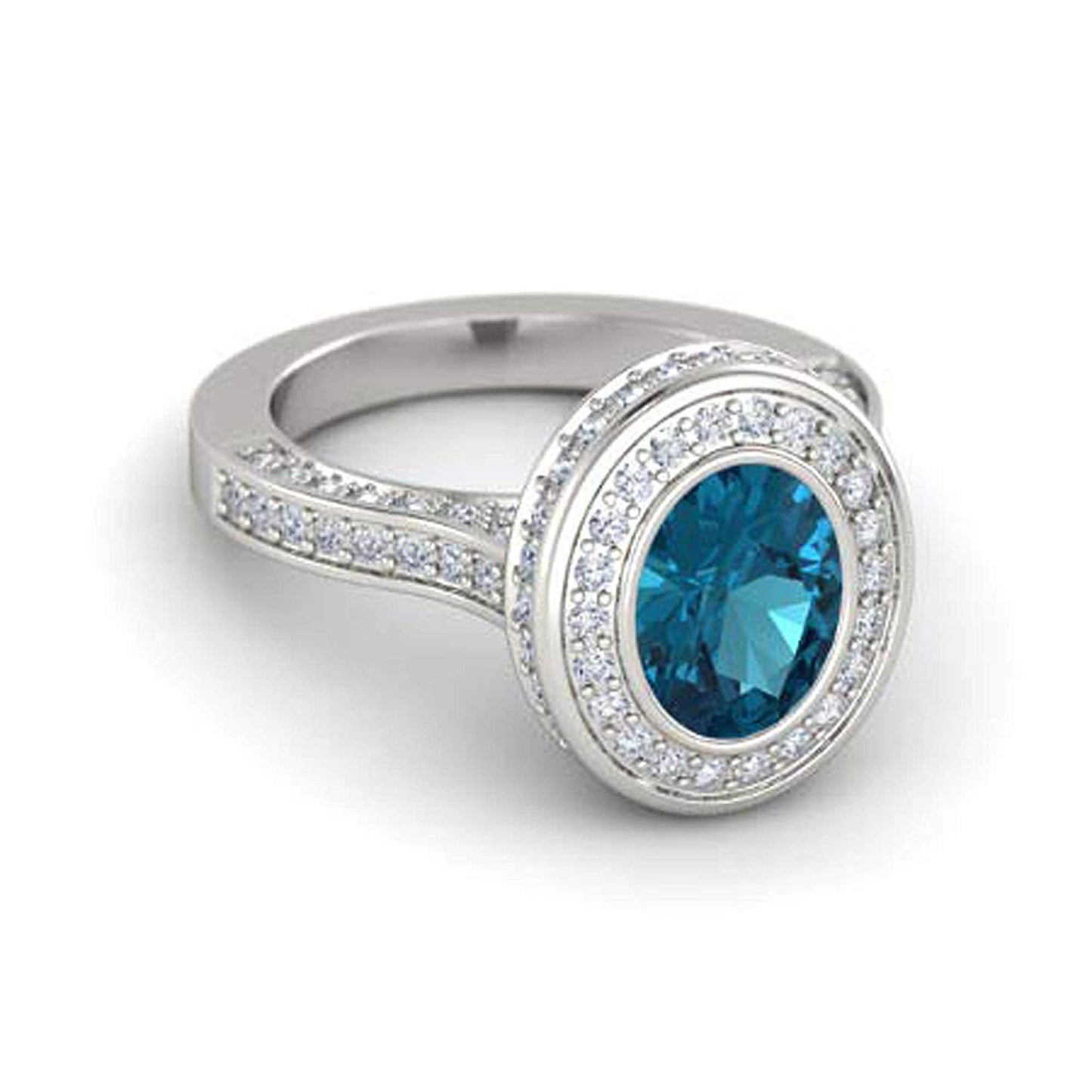 atjewels .925 Sterling Silver Oval Shape Blue Topaz Engagement/Wedding Ring Variation For Women's & Girl's - atjewels.in