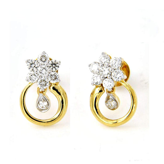 atjewels 18k Yellow Gold Plated 925 Sterling Silver White CZ Cluster Stud Women's Earrings MOTHER'S DAY SPECIAL OFFER - atjewels.in