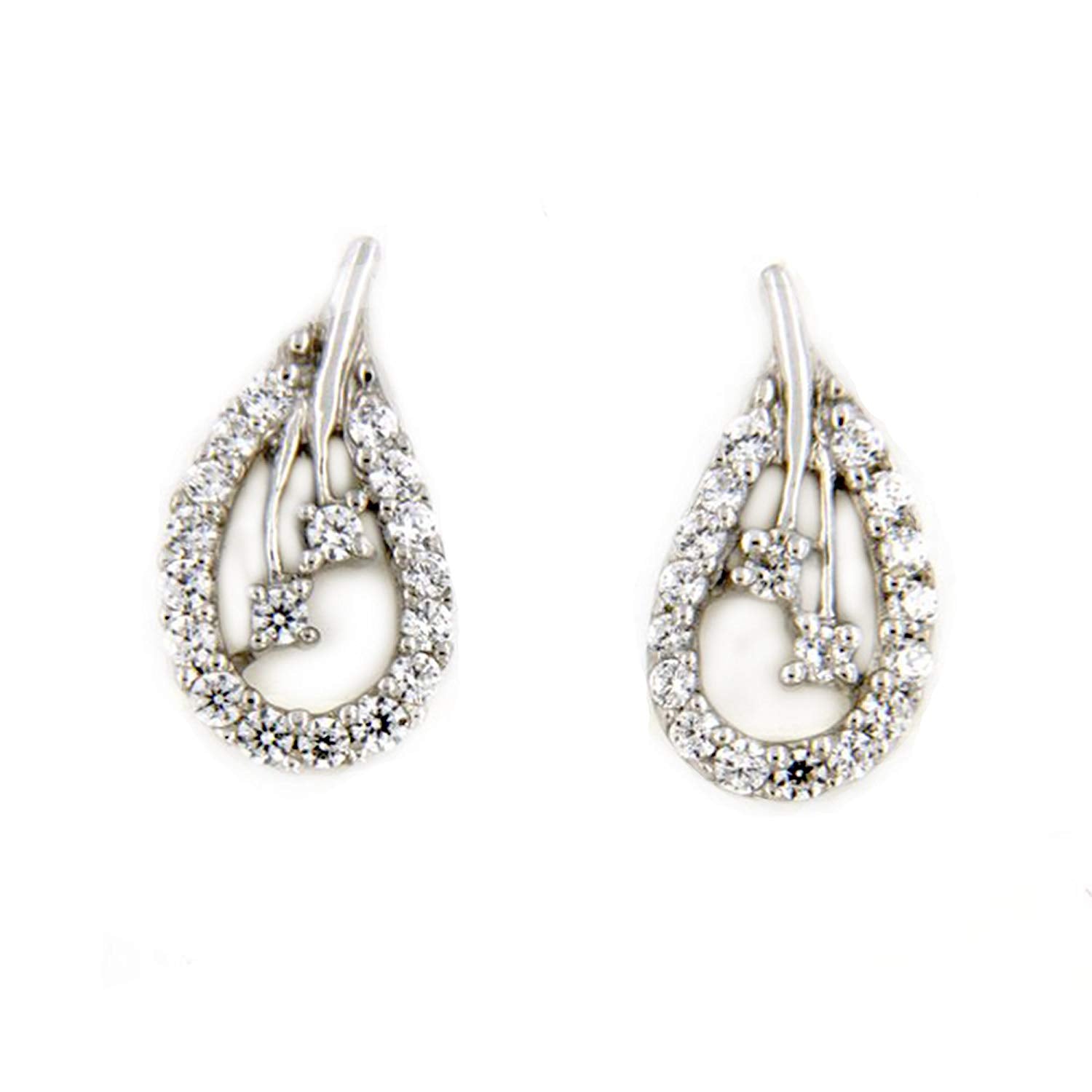 atjewels 18K White Gold Over 925 Sterling White CZ Post & Butterfly Engagement Stud Earrings MOTHER'S DAY SPECIAL OFFER - atjewels.in