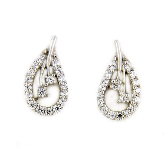 atjewels 18K White Gold Over 925 Sterling White CZ Post & Butterfly Engagement Stud Earrings MOTHER'S DAY SPECIAL OFFER - atjewels.in