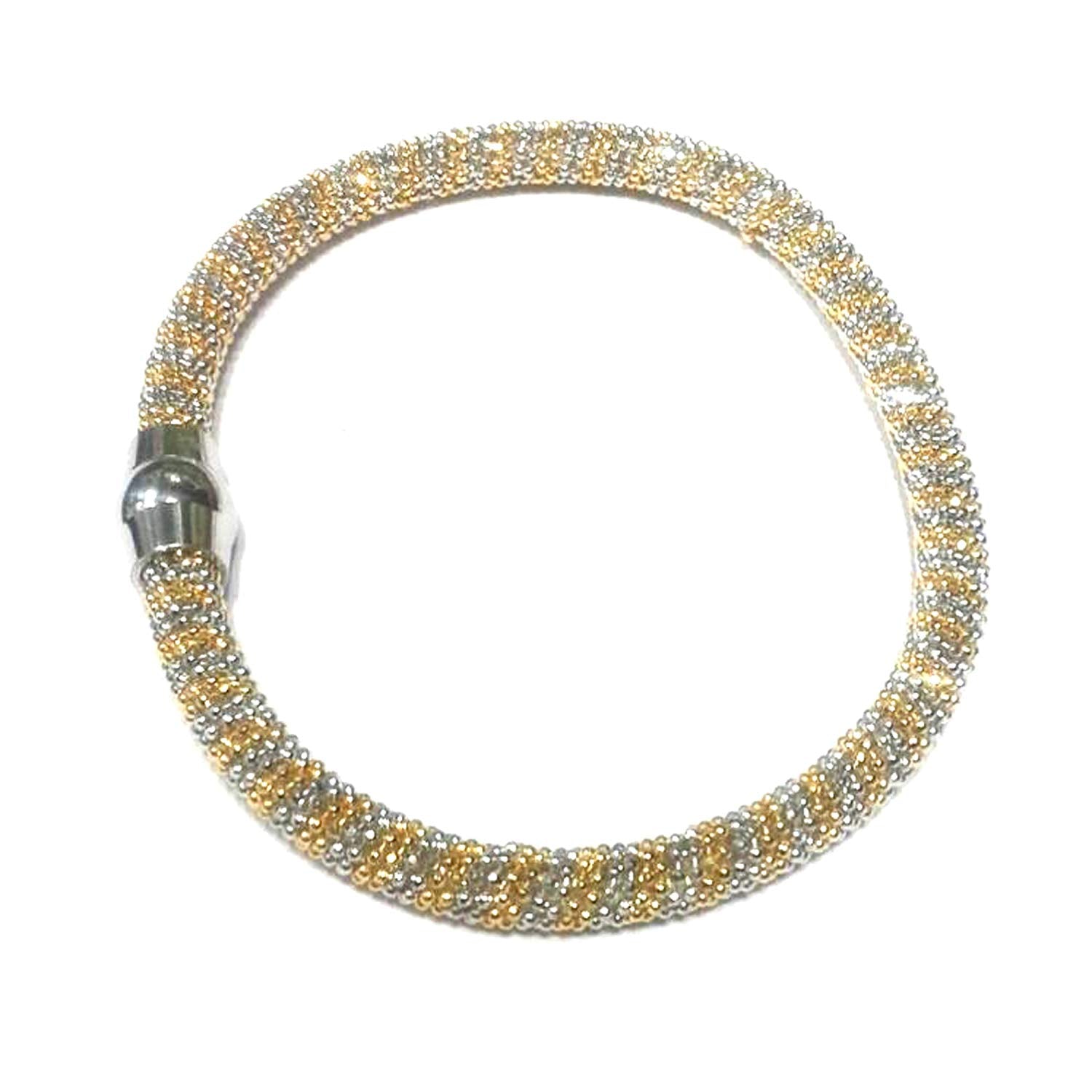 atjewels Two-tone .925 Sterling Silver Diamond Cut Soft Mesh Bracelet For Girl's and Women's For MOTHER'S DAY SPECIAL OFFER - atjewels.in