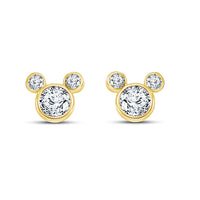 atjewels 14K Yellow Over 925 Sterling Round White Zirconia Mickey Mouse Earrings For Women's MOTHER'S DAY SPECIAL OFFER - atjewels.in