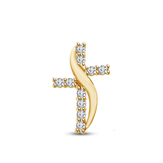 atjewels 18K Yellow Gold on 925 Sterling White Cz Cross Pendant For Women's MOTHER'S DAY SPECIAL OFFER - atjewels.in