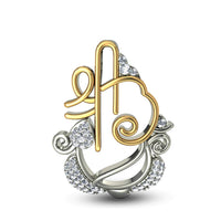 atjewels 18K Yellow & White Gold Plated on Silver Round CZ Shree Ganesh Pendant For Men's & Women's MOTHER'S DAY SPECIAL OFFER - atjewels.in