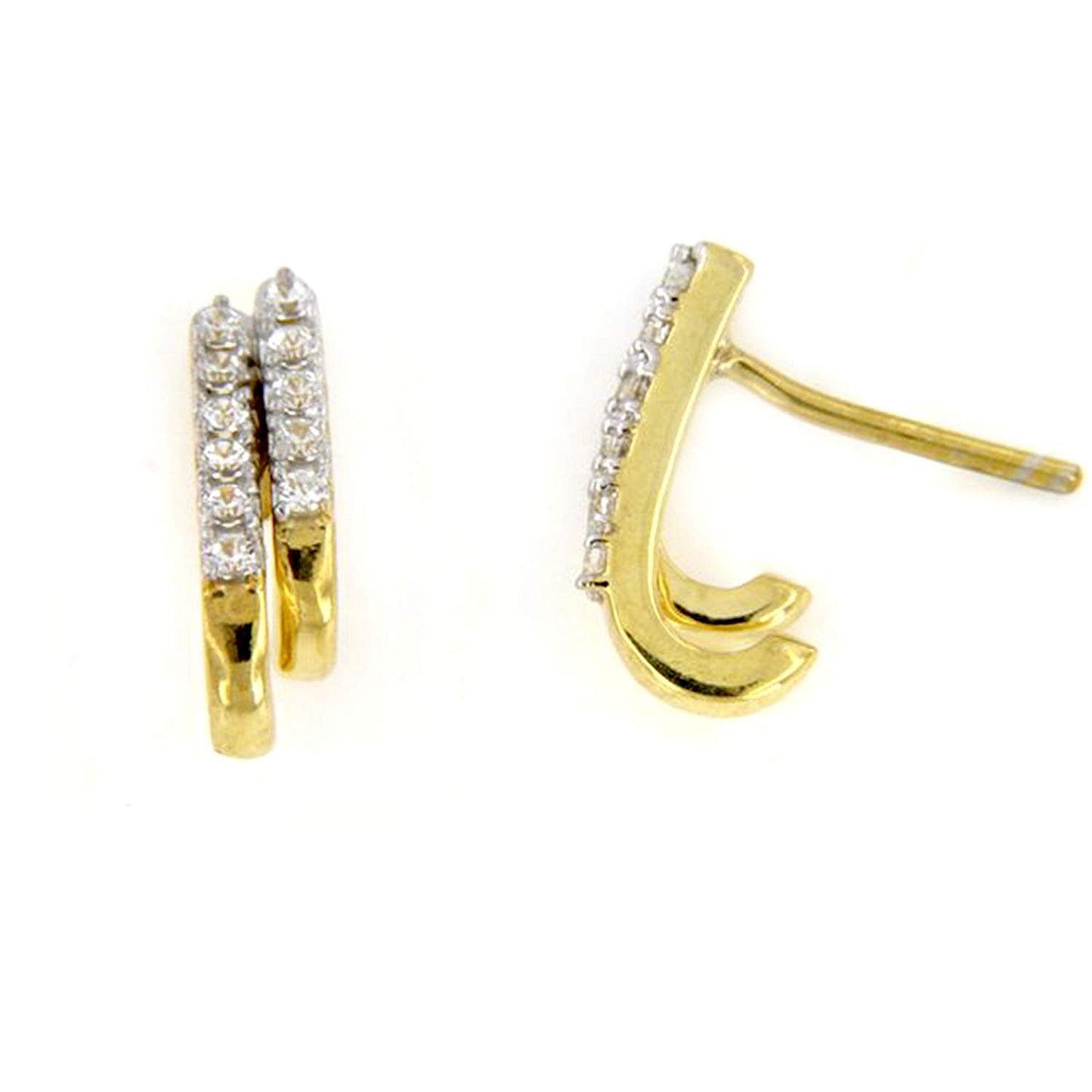 atjewels Women's Daily Use White CZ Hoop Earrings in 18k Yellow Gold Over 925 Sterling Silver MOTHER'S DAY SPECIAL OFFER - atjewels.in