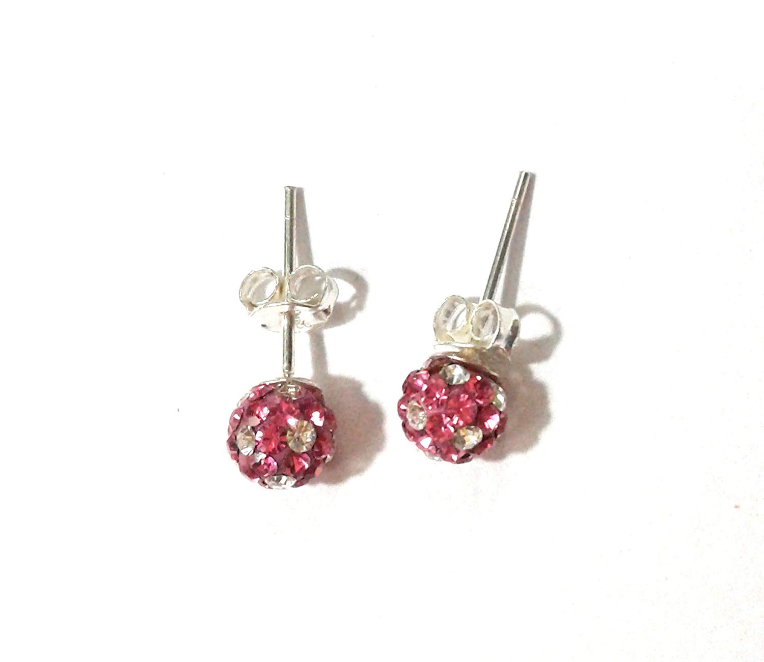 atjewels Round Cut Crystal Sterling Silver Pave Ball Stud Earrings, 5.6MM Crystal Fireball Disco Ball Earrings 1 Pair For Girl's and Women's Fancy Party Wear EarringsMOTHER'S DAY SPECIAL OFFER - atjewels.in