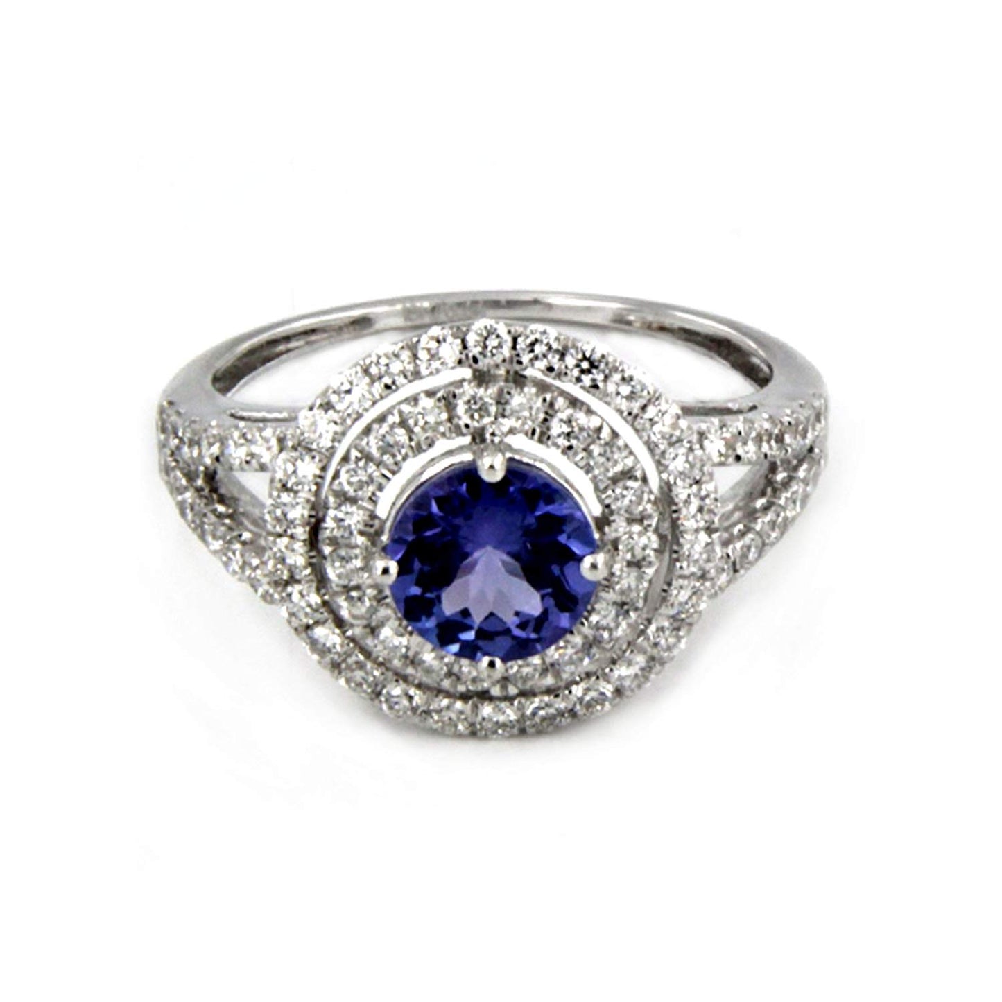 18K White Gold Over .925 Sterling Silver for Free Shipping Round Muticolor Stone Engagement Ring - atjewels.in