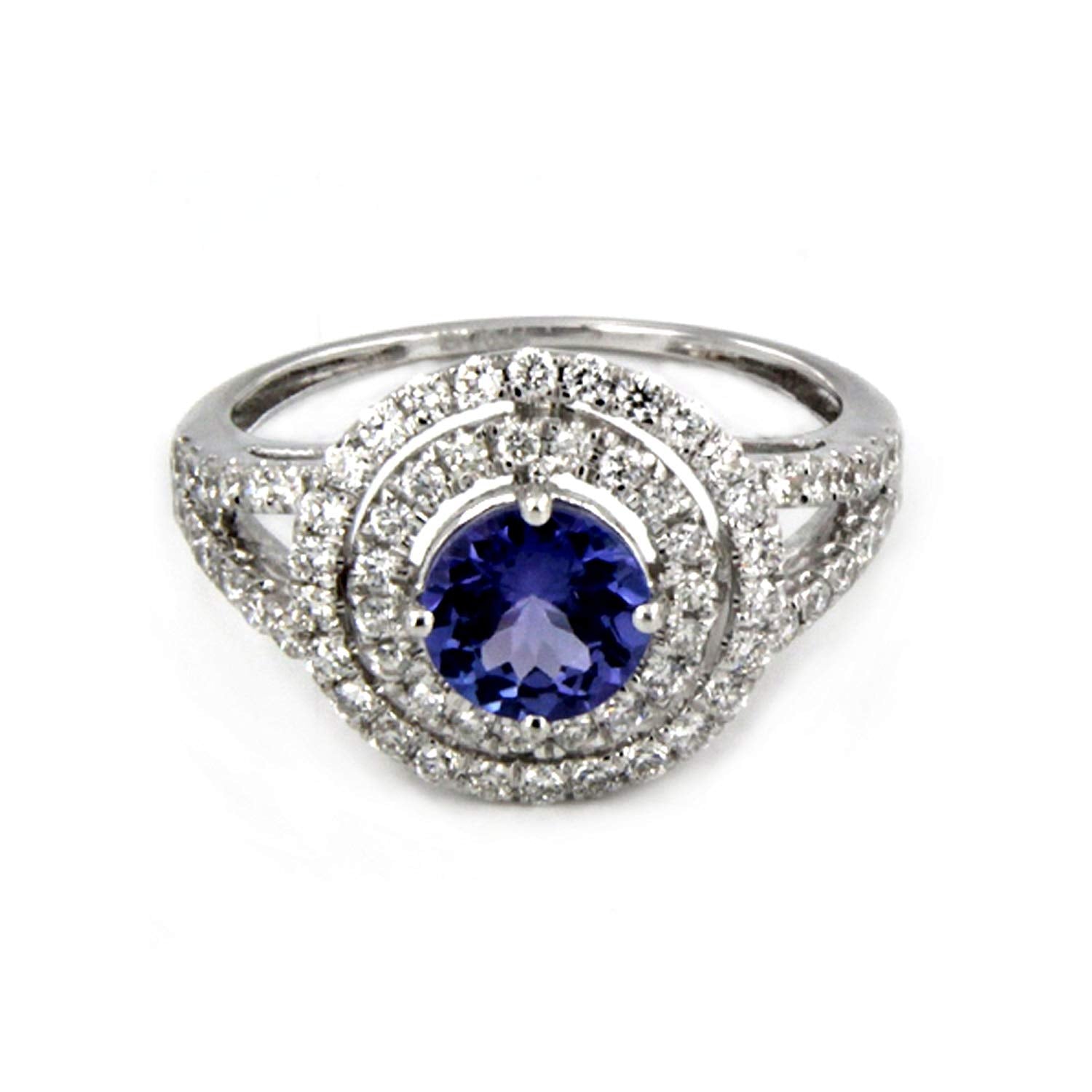 18K White Gold Over .925 Sterling Silver for Free Shipping Round Muticolor Stone Engagement Ring - atjewels.in