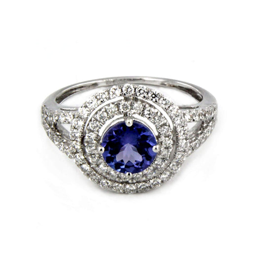 18K White Gold Over .925 Sterling Silver for Free Shipping Round Muticolor Stone Engagement Ring - atjewels.in