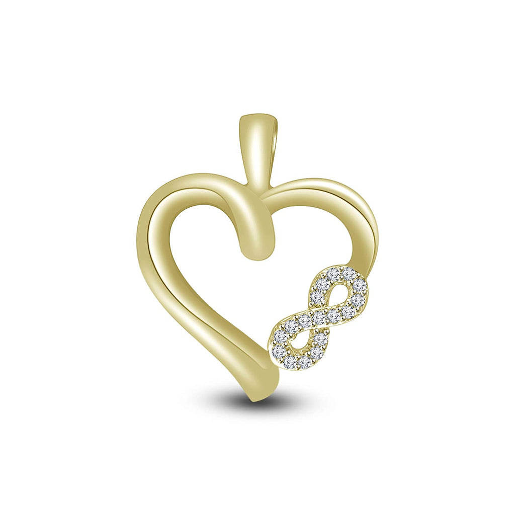 atjewels White Cubic Zirconia in 14K Yellow Gold Over Silver Heart Eternity Pendant MOTHER'S DAY SPECIAL OFFER - atjewels.in