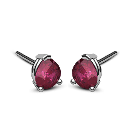 14k White Gold Over Sterling Pear Pink Sapphire Stud Earrings For Women's MOTHER'S DAY SPECIAL OFFER - atjewels.in