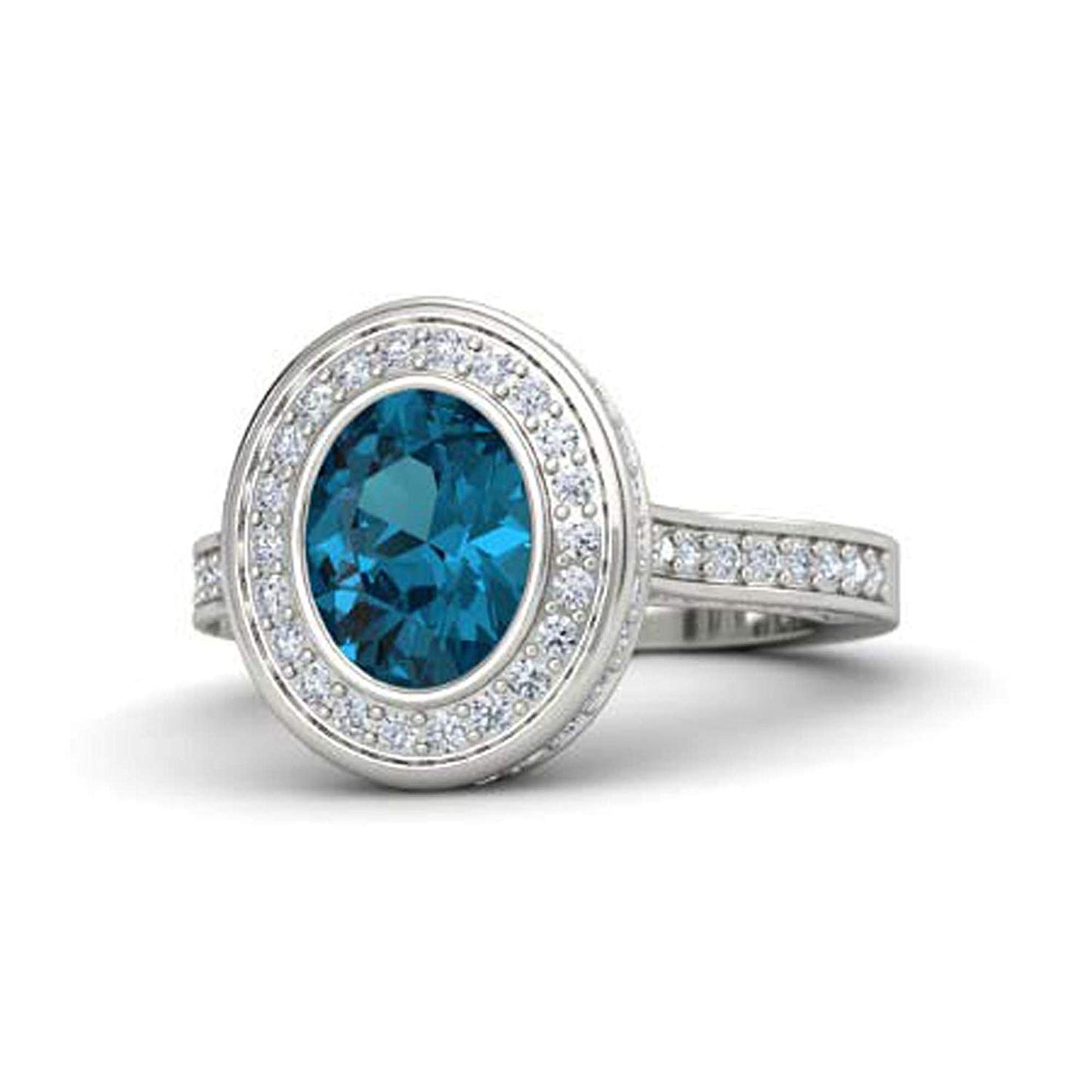 atjewels .925 Sterling Silver Oval Shape Blue Topaz Engagement/Wedding Ring Variation For Women's & Girl's - atjewels.in