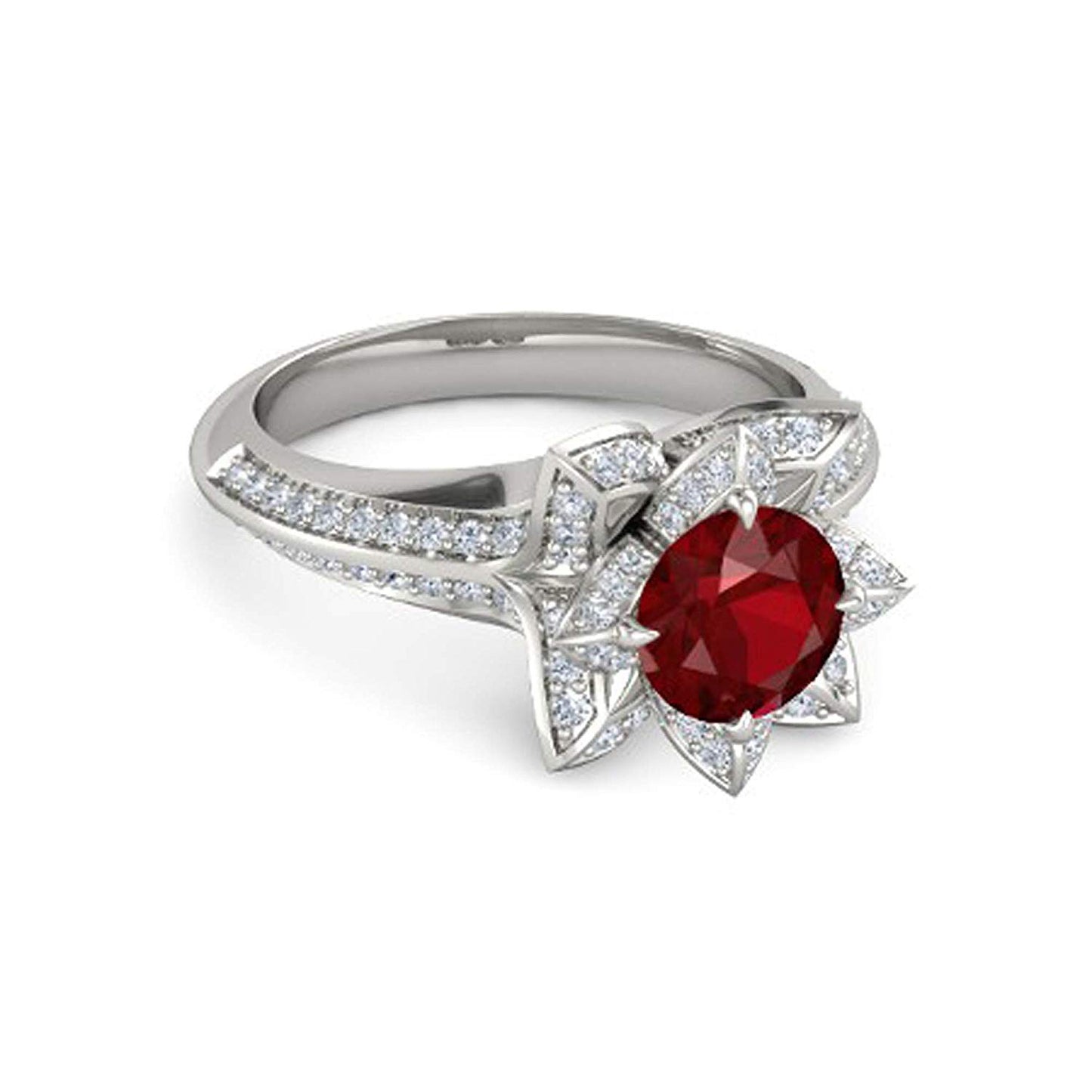 atjewels 925 Sterling Silver Round Cut Multi-Color Gemstone With White Czubic Zircon Lotus Ring For Women's MOTHER'S DAY SPECIAL OFFER - atjewels.in
