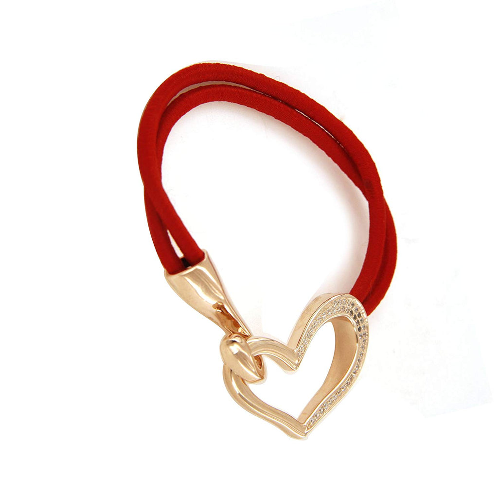 atjewels valentine Special Rose Gold Plated on 925 Sterling Red Cord Adjustable Heart Bracelet MOTHER'S DAY SPECIAL OFFER - atjewels.in