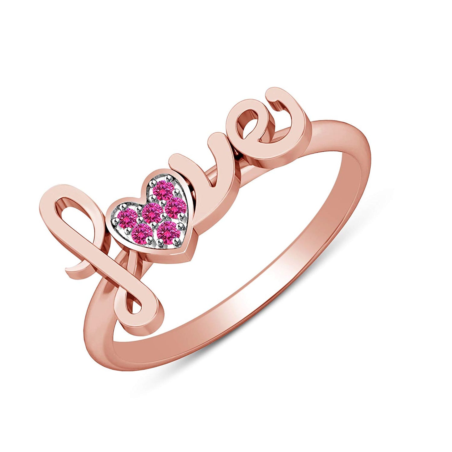 atjewels 14K Rose Gold Over 925 Sterling Silver Round Pink Sapphire Love Heart Ring MOTHER'S DAY SPECIAL OFFER - atjewels.in