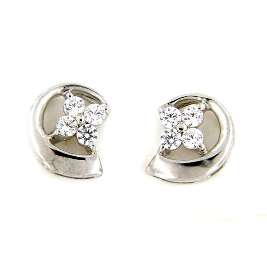 atjewels White CZ Stud Earrings in 18k White Gold Over 925 Sterling Silver MOTHER'S DAY SPECIAL OFFER - atjewels.in