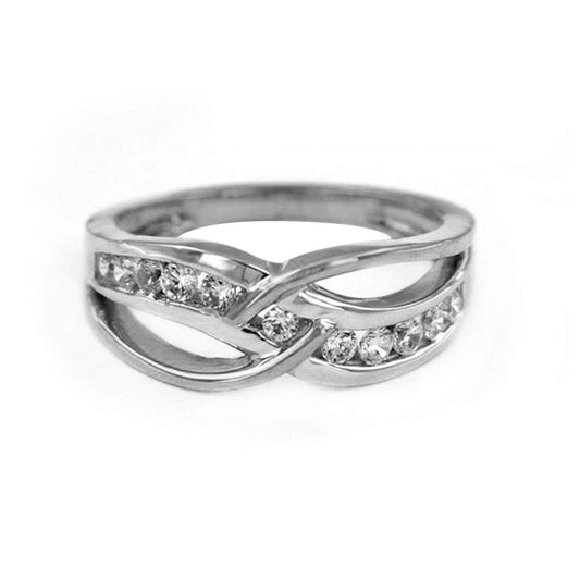 atjewels 14K White Gold Over 925 Sterling Silver 0.67 TCW with Round White CZ Bypass Engagement Ring MOTHER'S DAY SPECIAL OFFER - atjewels.in