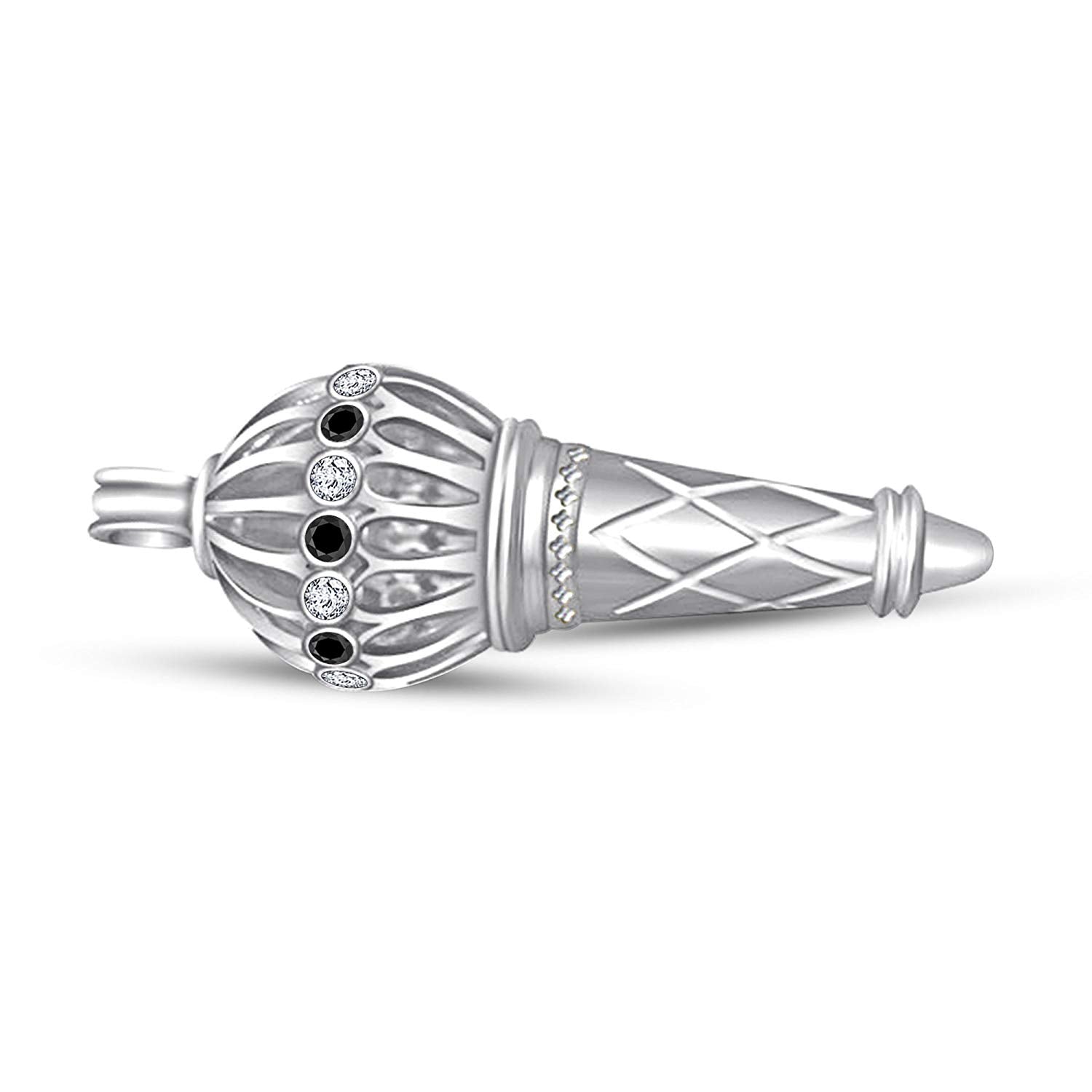 atjewels Bajrangi Bhaijan Style Gadha Pendant White & Black CZ 18k White Gold Finish .925 Silver For Men's MOTHER'S DAY SPECIAL OFFER - atjewels.in