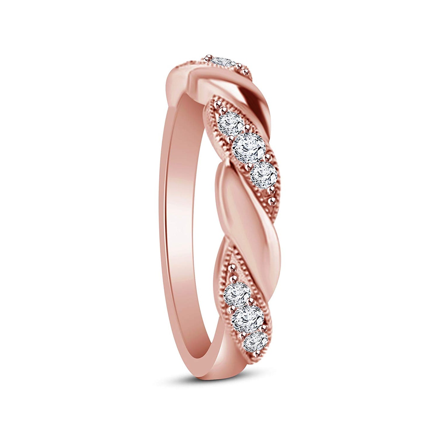 atjewels Round White Zirconia in14K Rose Gold Over 925 Silver Sterling Engagement Ring MOTHER'S DAY SPECIAL OFFER - atjewels.in
