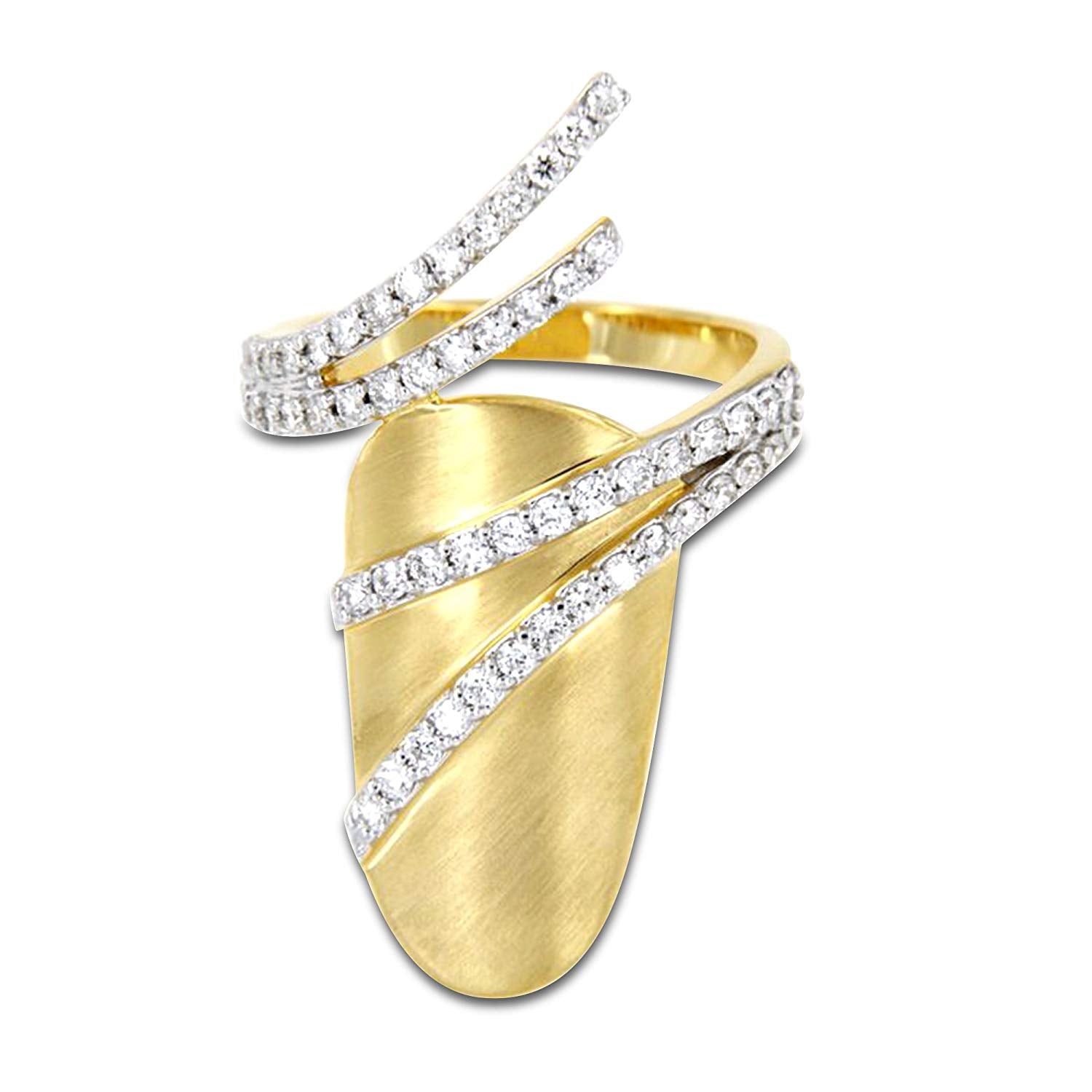 atjewels 14k Yellow Gold Over .925 Silver White Cubic Zirconia Adjustable Nail Ring For Women's MOTHER'S DAY SPECIAL OFFER - atjewels.in