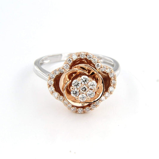 atjewels White CZ Wedding Flower Ring in 18K Two tone Gold Over .925 Silver For Women's MOTHER'S DAY SPECIAL OFFER - atjewels.in