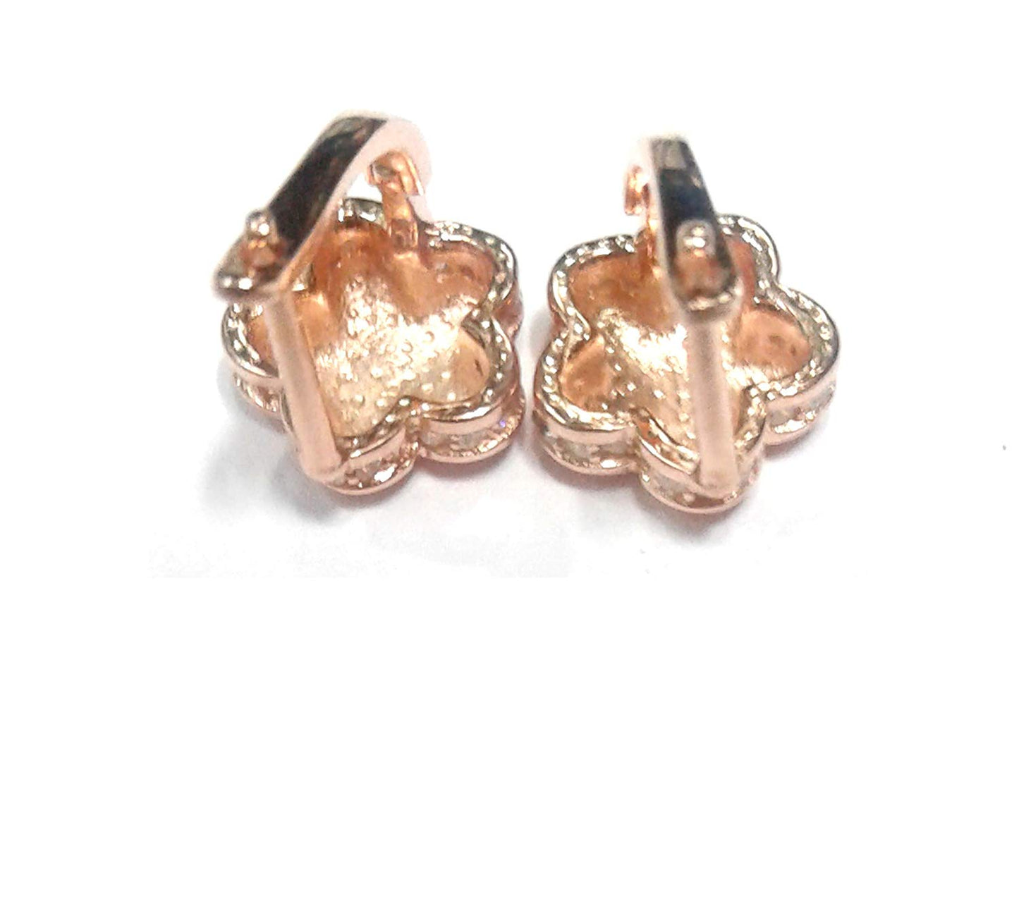 atjewels Round Cut White CZ 14k Rose Gold Over 925 Sterling Silver Flower Hoop Earrings For Girl's and Women's For MOTHER'S DAY SPECIAL OFFER - atjewels.in