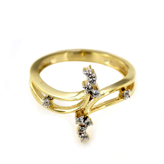 atjewels 14K Yellow Gold Plated On 925 Sterling Round 0.24 CT White Cubic Zirconia Bypass Ring MOTHER'S DAY SPECIAL OFFER - atjewels.in