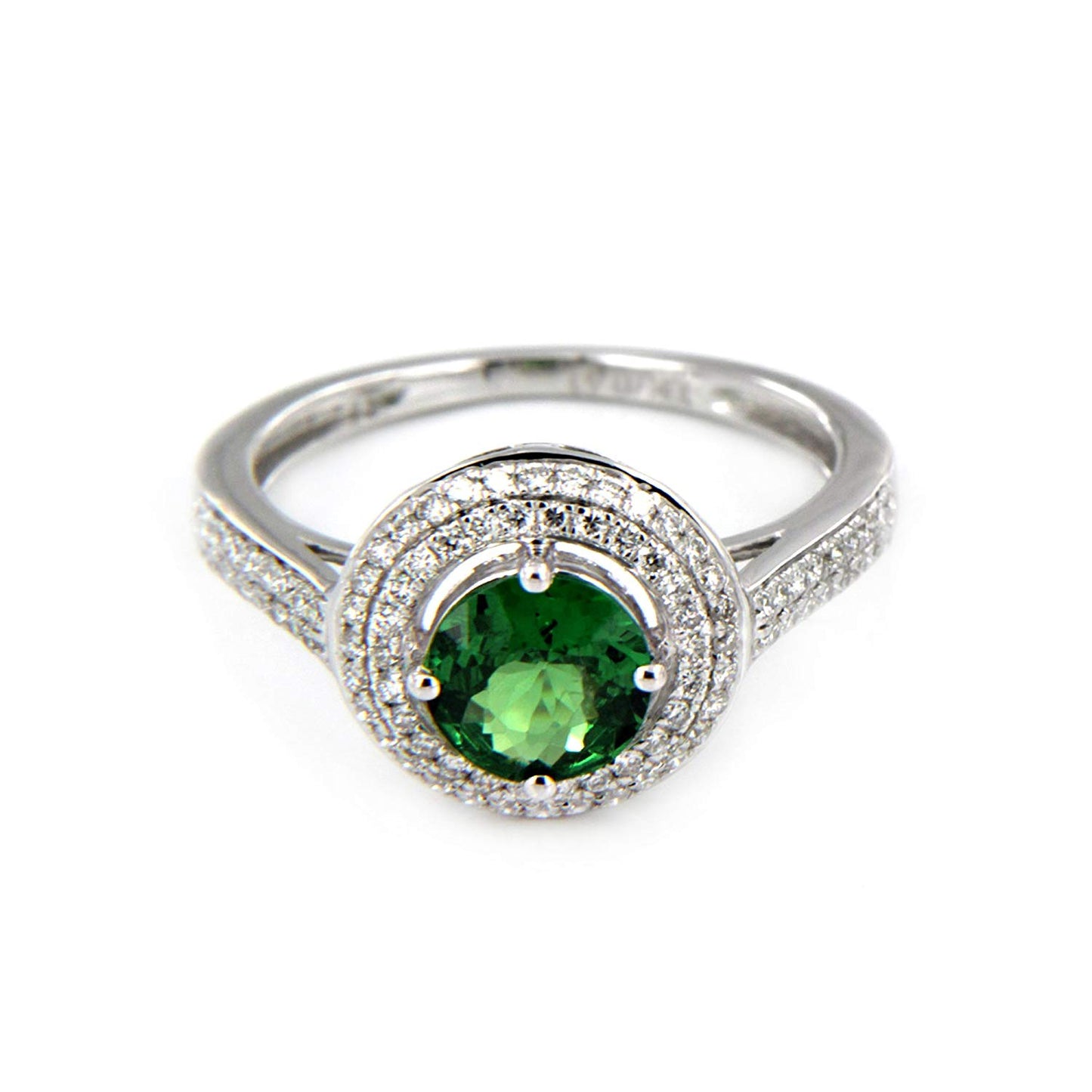 Round Cut Green & Blue Diamond with Solid White Gold Over Sterling Silver Halo Engagement Ring - atjewels.in