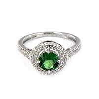 Round Cut Green & Blue Diamond with Solid White Gold Over Sterling Silver Halo Engagement Ring - atjewels.in