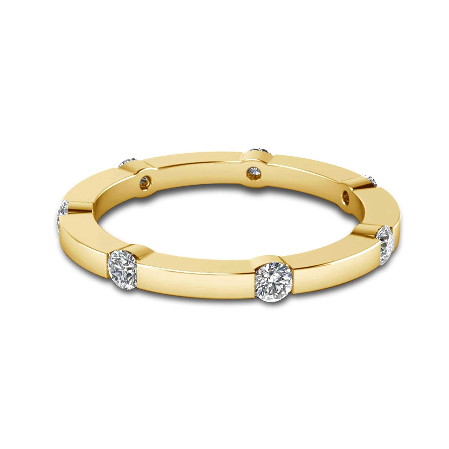 atjewels 18K Yellow Gold Over 925 Sterling Silver Round White CZ Eternity Band Ring MOTHER'S DAY SPECIAL OFFER - atjewels.in